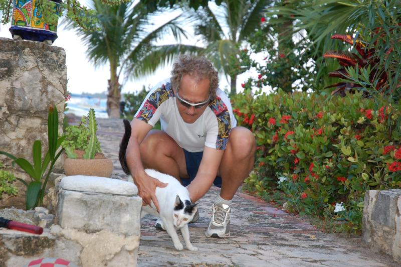 David & Latte on patio